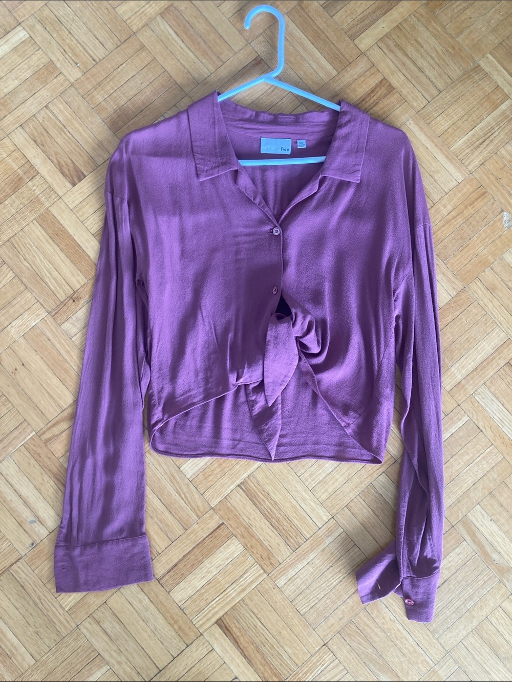 Wilfred Mauve Button-Front Tie Blouse